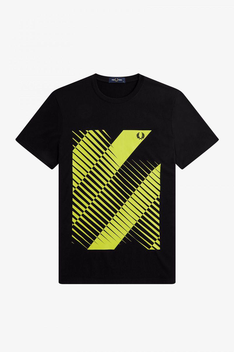 Black Fred Perry Sound Wave Graphic Men\'s T Shirts | PH 1765LISH